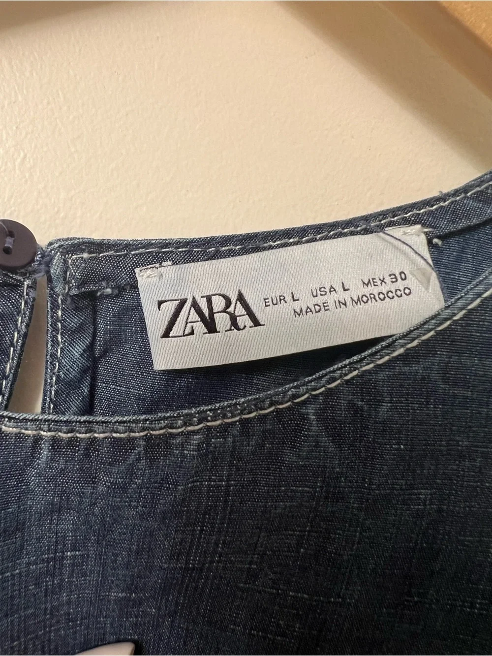 Zara Lyocell‑Linen Denim Top – Size Large - Picture 2 of 8